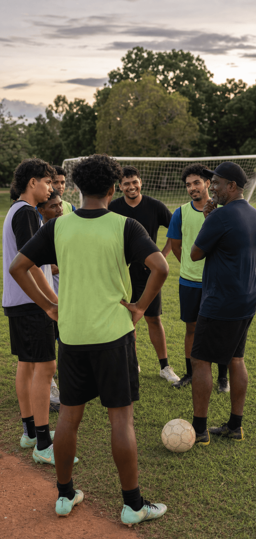 Local soccer players gathering before a community tournament game